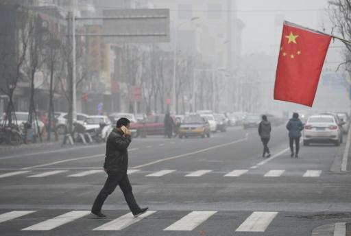 Vista de aire contaminado en la ciudad china de Shijiazhuang