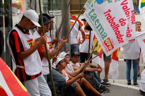 Una protesta de trabajadores brasileños 