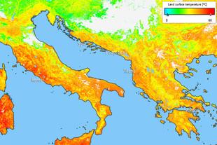 Retrato de Italia bajo la ola de calor, tomado por el satélite Sentinel 3A