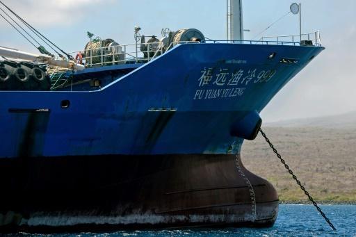  Barco con bandera china confiscado por la marina ecuatoriana en las aguas de las islas Galápagos, ayer