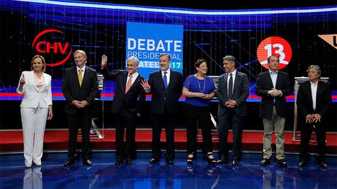 Los candidatos presidenciales chilenos en el debate televisivo 