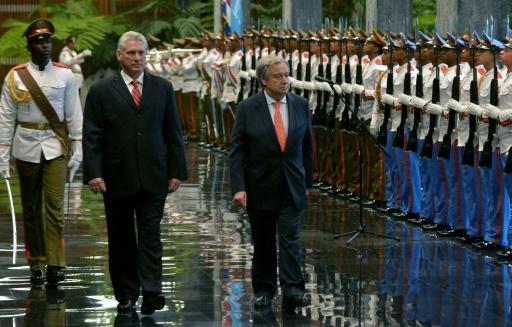 Diaz-Canel recibe a Guterres en el Palacio de la Revolución, en La habana