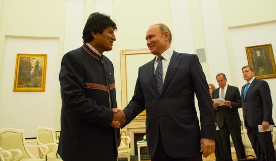 Morales y Putin en Moscú, ayer
