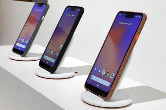 Nuevos teléfonos Google Pixel 3 exhibidos en Nueva York