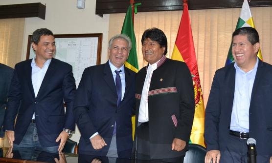 Moraes con empresarios brasileños, ayer en La Paz
