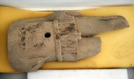 Torso de una escultura del dios prehispánico Xipe Tótec hallada en el primer templo descubierto 