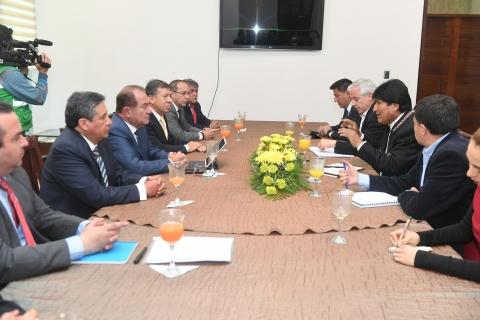 Morales y García Linera con los empresarios bolivianos