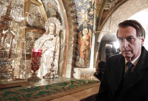  Bolsonaro en Israel, durante su visita a la iglesia del Santo Sepulcro, en Jerusalén (foto: ANSA)