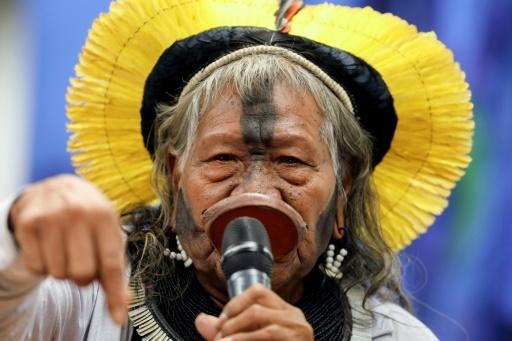 El líder indígena brasileño Raoni, jefe del pueblo Kayapó