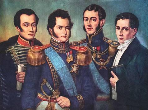 Los fundadores de Chile, 1854. Una obra del pintor alemán Otto Grashof en donde aparecen los llamados 'padres de la Patria'