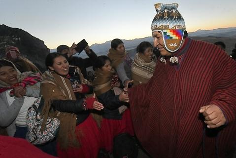 Evo Morales en el cerro Pajchiri, ayer