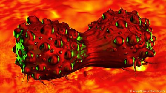 Ilustración de células cancerosas en un pulmón.