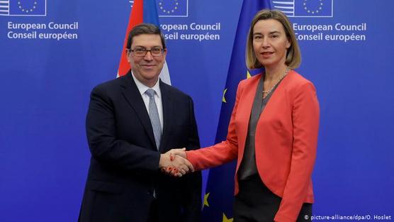 Federica Mogherini, alta representante de Asuntos Exteriores de la UE, y Bruno Rodríguez, ministro cubano de RR. EE.