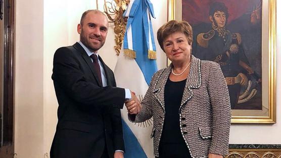 El ministro de Economía, Martín Guzmán y la directora del Fondo Kristalina Georgieva.