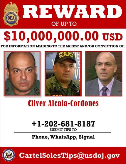 Pedido de captura del mercenario  Cliver Alcalá Cordones