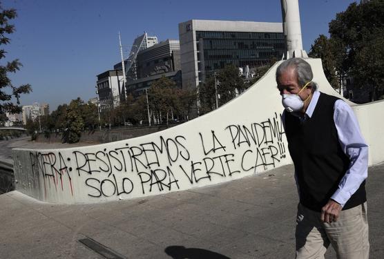 Graffiti sobre Piñera y el virus 