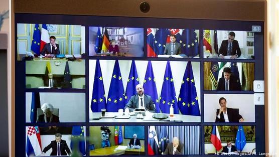 Sesión virtual de los lideres europeos