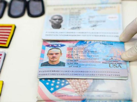 Pasaporte de Luke Denman el mercenario mandado por Trump
