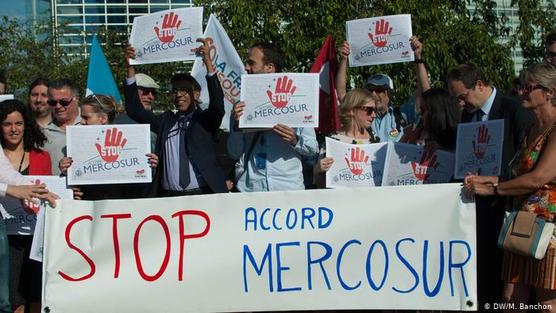 Protesta contra el acuerdo UE-Mercosur en Estrasburgo. (Julio de 2019).