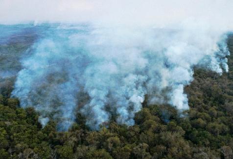 Una vista aérea de los incendios en el Pantanal, en Brasil (foto: Ansa)