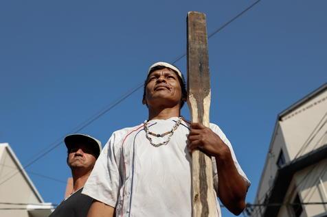 Protesta de campesinos en Asunción (foto: EPA)
