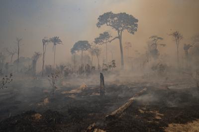 Incendio en una zona recientemente deforestada por ganaderos cerca de Novo Progresso, en el estado brasileño de Pará
