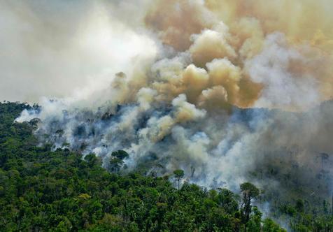 Imagen aérea muestra la quema de tierras en Amazonas, Brasil (foto: ANSA)