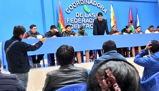 Evo Morales en el ampliado cocalero.