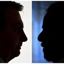 Combinación de las fotos de perfil del presidente de Brasil Jair Bolsonaro y del expresidente Lula da Silva