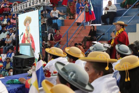 Arce en el XVIII Magno Congreso Ordinario de la Confederación Nacional de Mujeres Campesinas Indígenas Originarias de Bolivia 