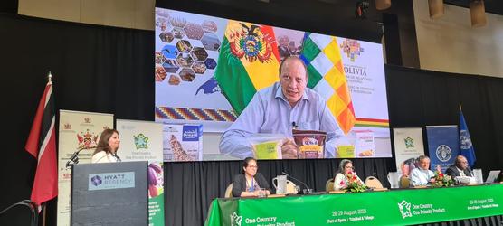 Blanco durante su intervencion en foro de la FAO en Trinidad y Tobago